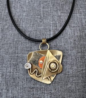 Whitney Designs - "Imprints Necklace Polymer Clay Brass and  Sterling"