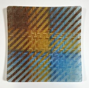Diane Willkens - Plaid Weave Plate in Blue, Brown & Gold