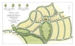 VILLAGE OF PINEHURST General Plan dated 1895 - Map by Olmsted & Eliot, Landscape Architects; reproduction print
