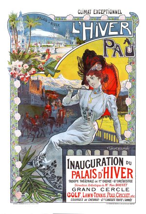 L'HIVER A PAU - Vintage French travel poster reproduction print