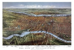 The City of Philadelphia - Currier & Ives Birdseye View Map reproduction print